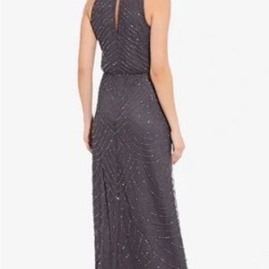 Adrianna Papell ART DECO BEADED BLOUSON WITH HALTER NECKLINE